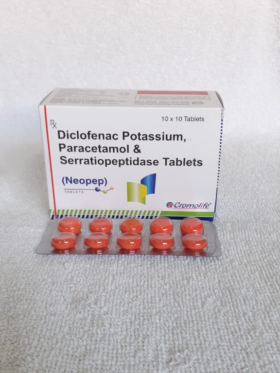 Diclofenac Potassium Paracetamol And Serratiopeptidase Tablets Uses (Neopep Tablet) Diclofenac Potassium, Paracetamol & Serratiopeptidase